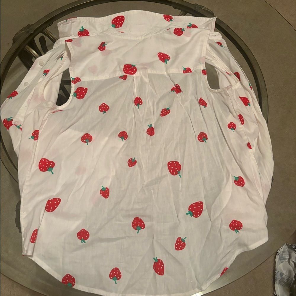 SO Strawberry Print Tank Top - White and Red - Picture 3 of 3